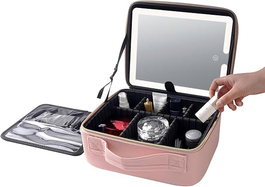 COSMETIQUERA CON ESPEJO LED